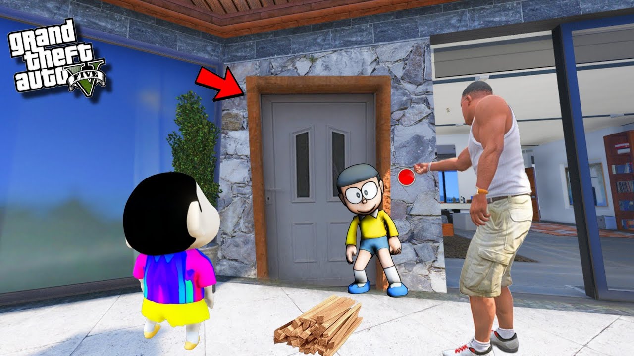 GTA 5: Франклин, Шинчан и Нобита нашли секретный туннель внутри дома Франклина
