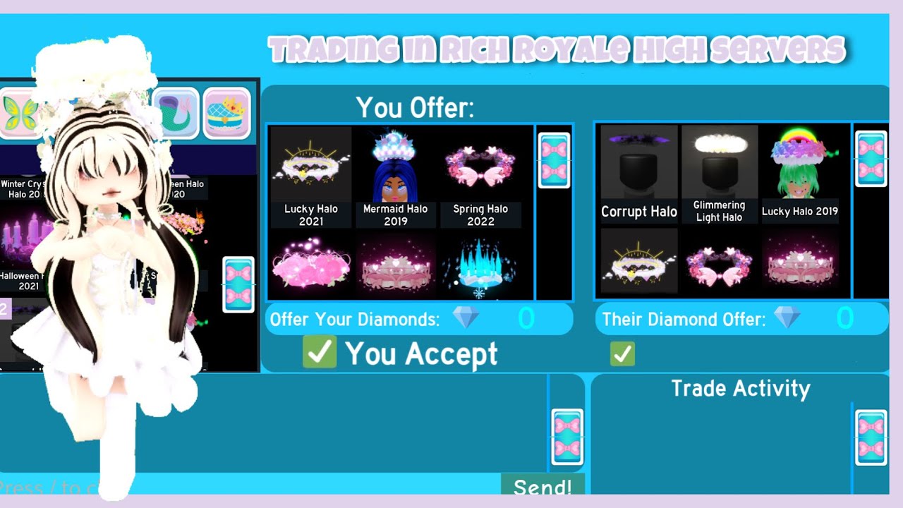 Trading in rich royale high servers + getting lots of halos (Royale High Roblox)