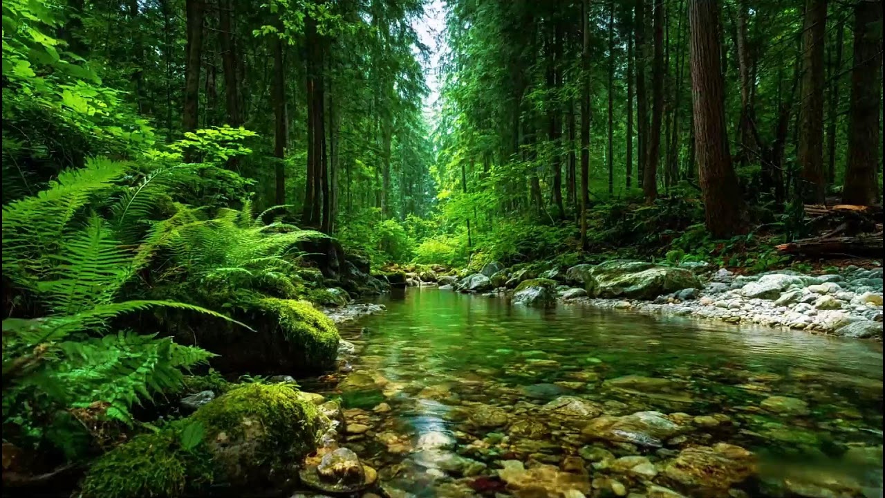 Calming Forest Ambience | Calm River Flow for Relaxation | Peaceful Birds Chirping Ambience