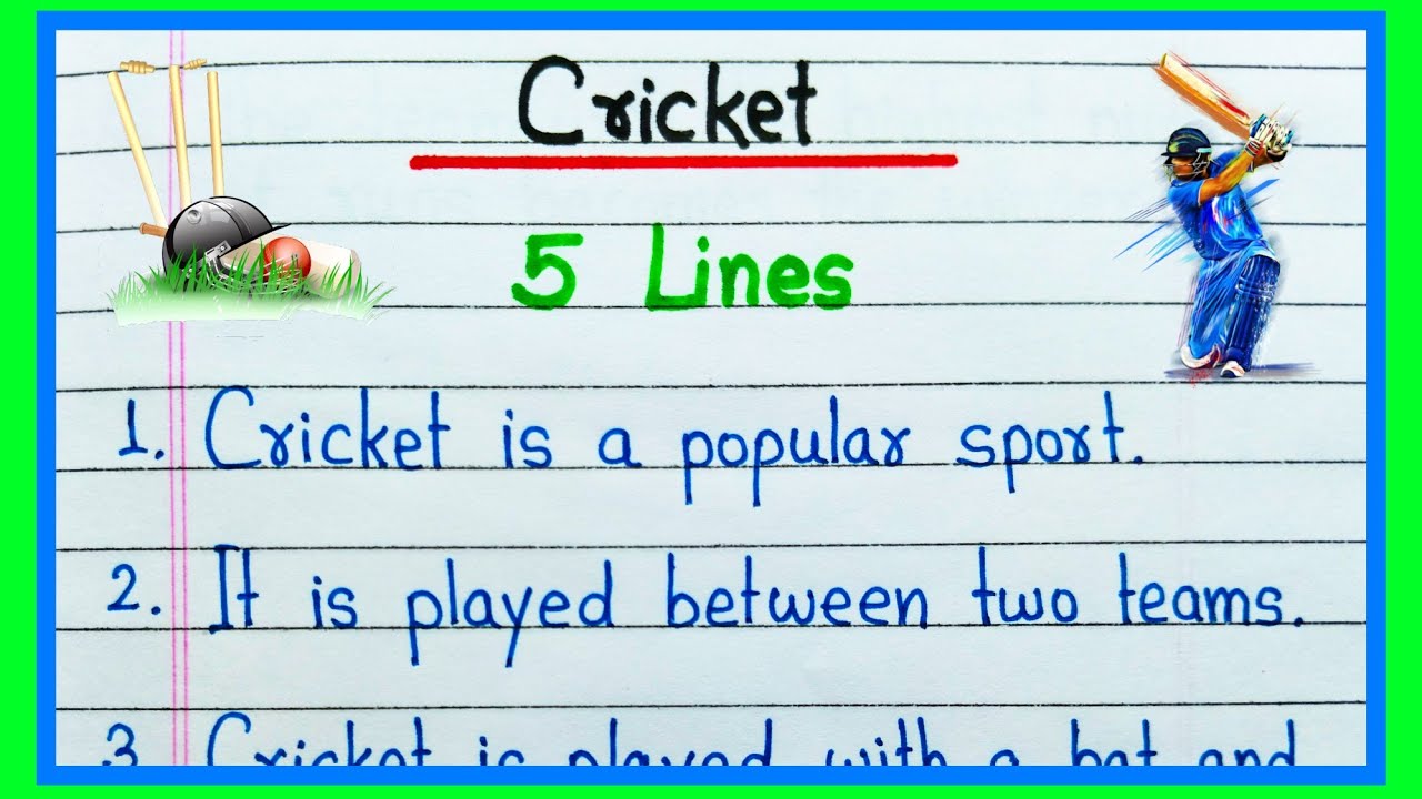 5 lines on Cricket essay in English || Five lines essay on Cricket in English