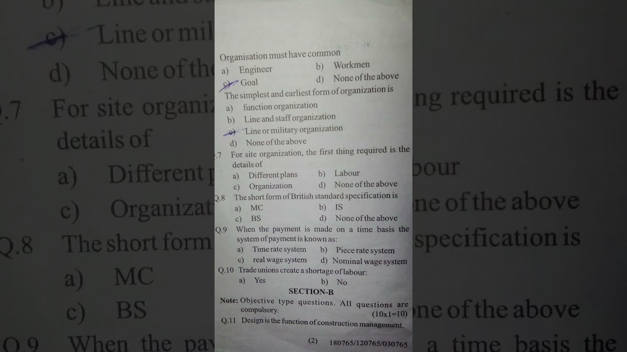 construction management and account civil engineering 6th semester exam English medium diploma paper