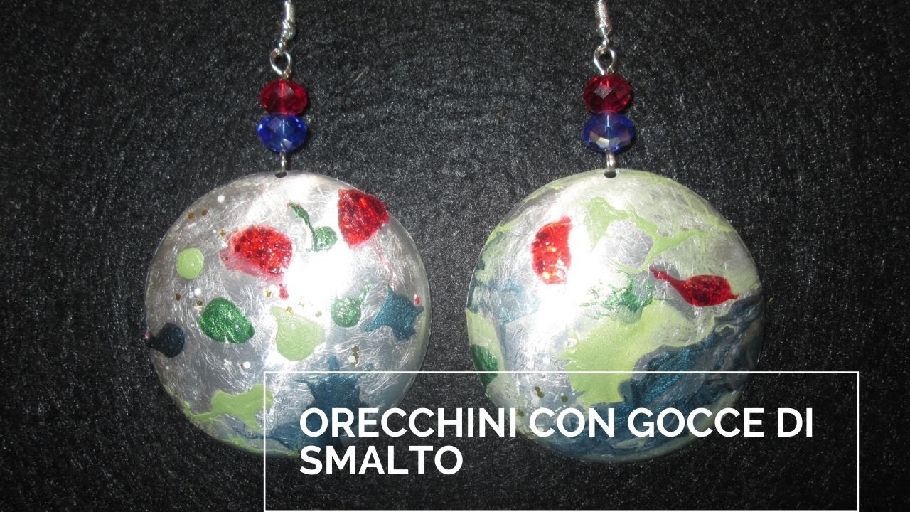 #ORECCHINI# CON  GOCCE DI SMALTO#MARBLE ART#