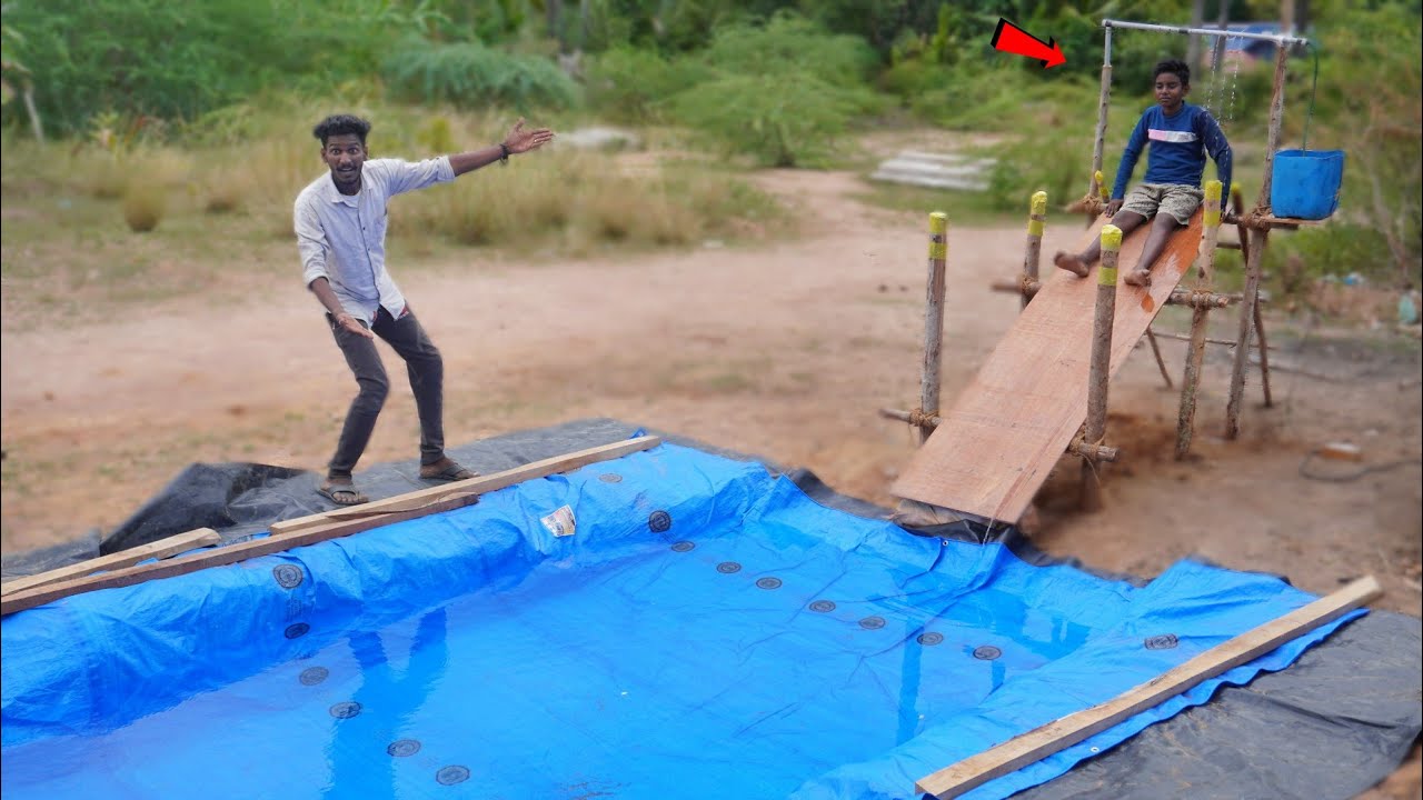 Water Park Ticket இலவசம்..💯 | Making Swimming pool With water Slide..! Sathish