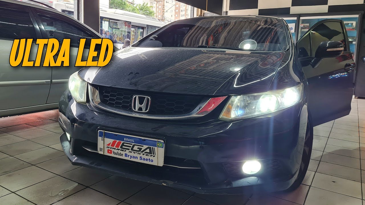 Civic LXR 2.0 2015 Lâmpadas Ultra Led Faróis Baixo/Alto/Milha Lanterna