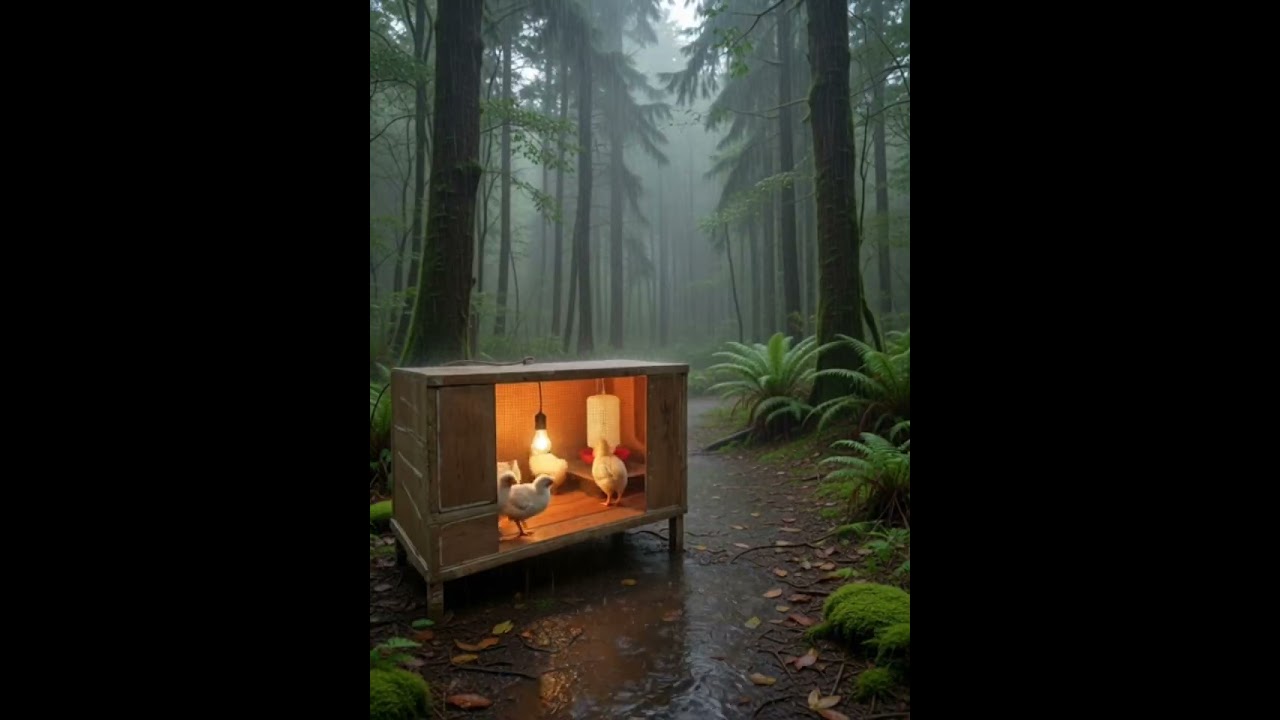 the sound of rain in the middle of the forest and the soothing sound of chicks 