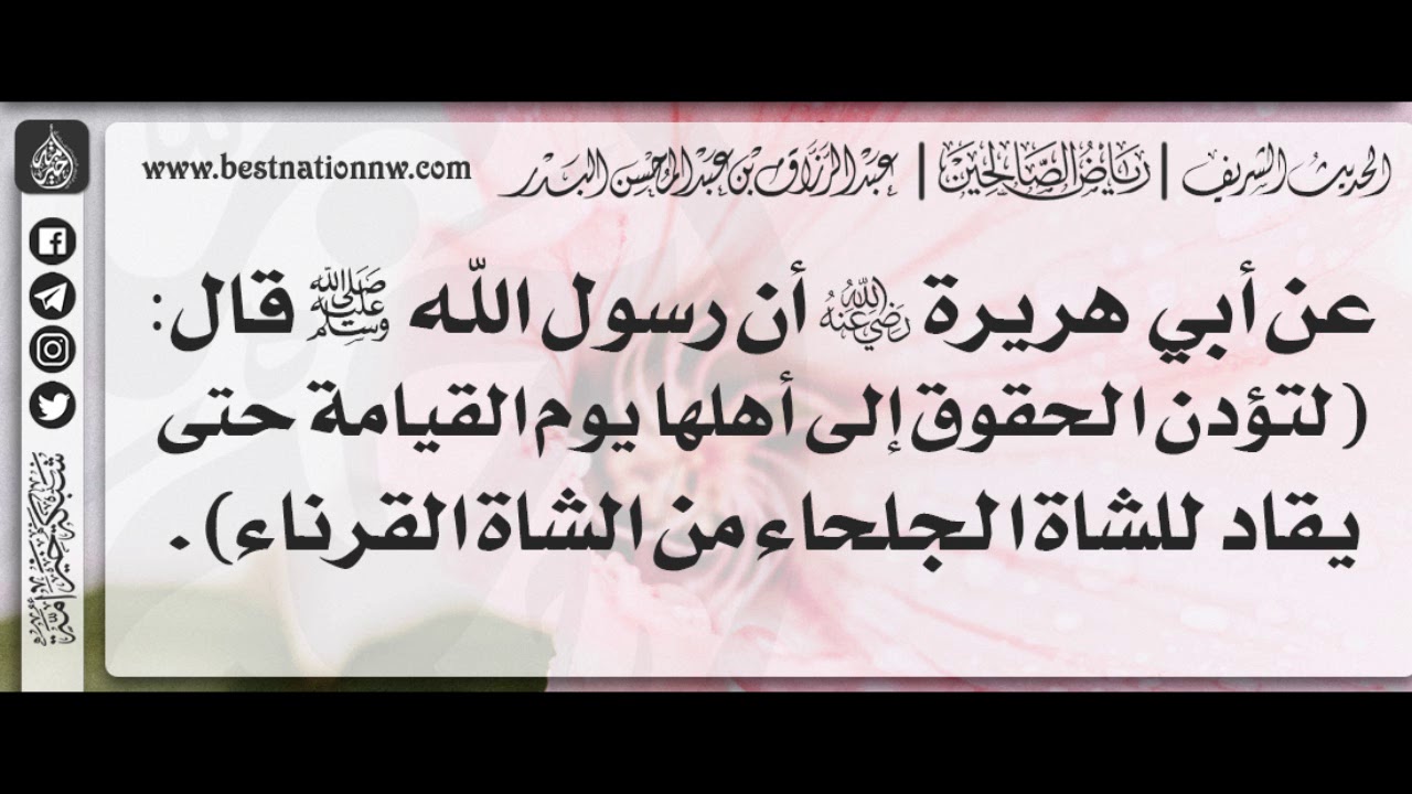 204- حديث لتؤدن الحقوق إلى أهلهايوم القيامةحتى يقادللشاةالجلحاءمن الشاةالقرناء-الشيخ:عبدالرزاق البدر