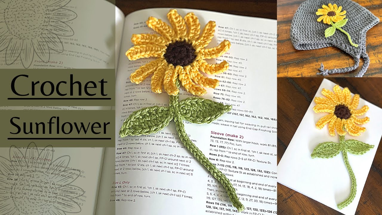 How To crochet a Sunflower/ Sunflower Bookmark/ Sunflower Motif/ FAST and EASY/ Beginner Friendly