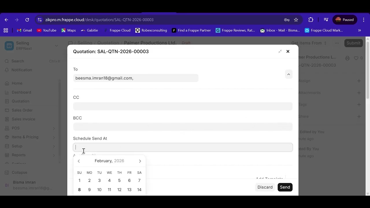 Sending an Email in ERPNext