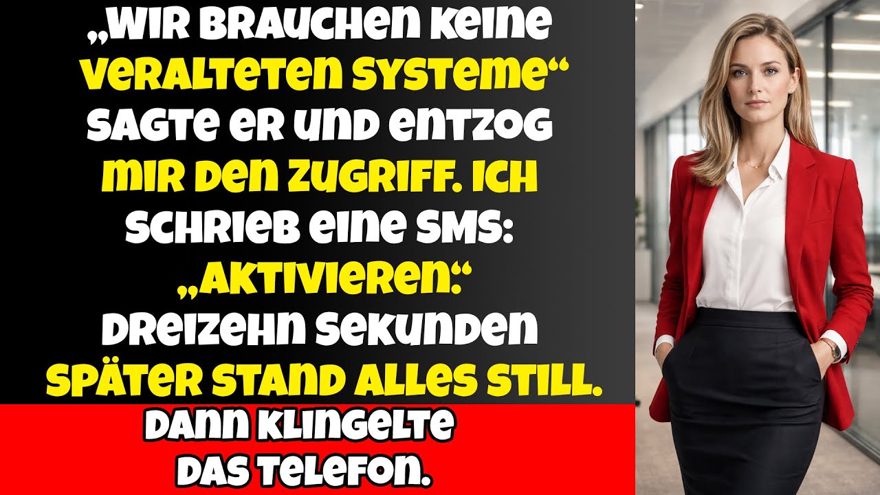 „Wir brauchen keine veralteten Systeme“ – dann entzog er mir den Zugriff. Dreizehn Sekunden später…