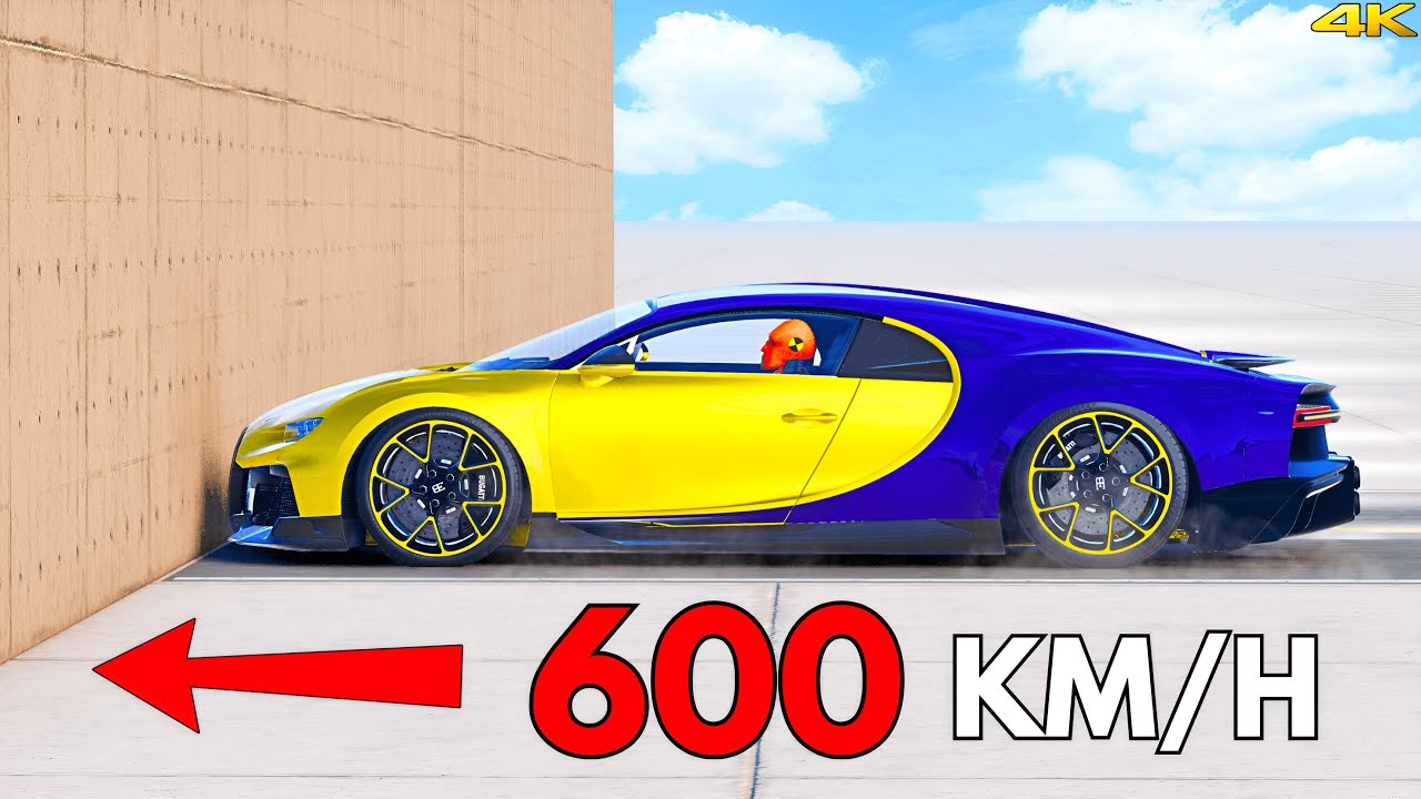 Bugatti Chiron vs Wall at 600 KM/H | BeamNG.drive Ultra-Realistic Crash Simulation