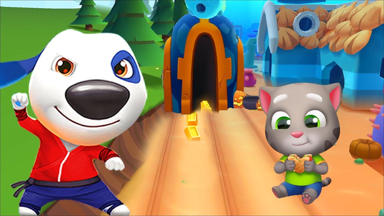 Talking Tom Gold Run Halloween Wacky Planet Update - Hank vs Tom vs Raccoon!