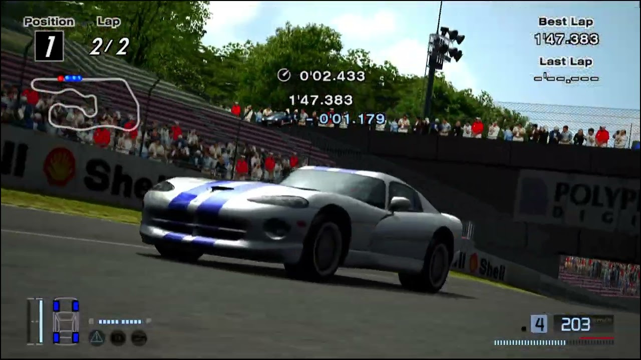 Corrida com os piores pneus do jogo =D  Viper GT-S `99 - Gran Turismo 4 Spec II (PS2)