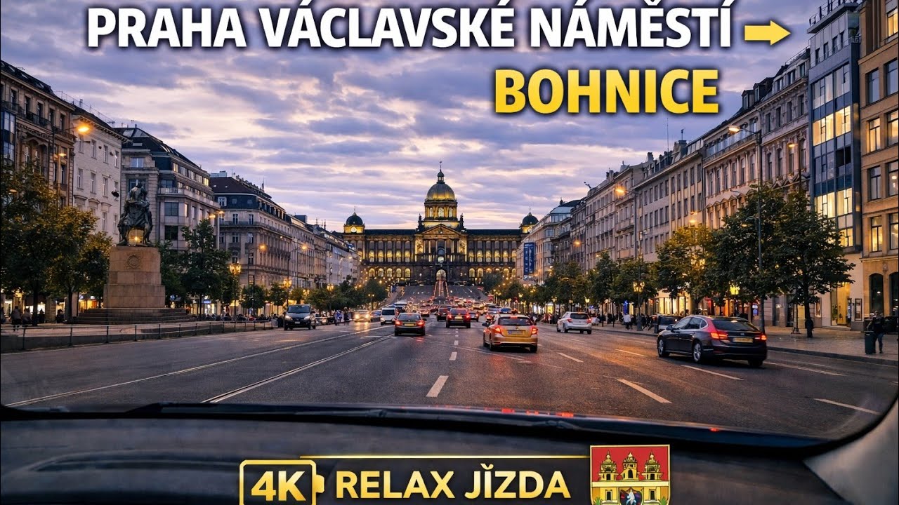 🚗 Praha Václavské náměstí → Bohnice | Klidná jízda Prahou | 4K | Bez komentáře