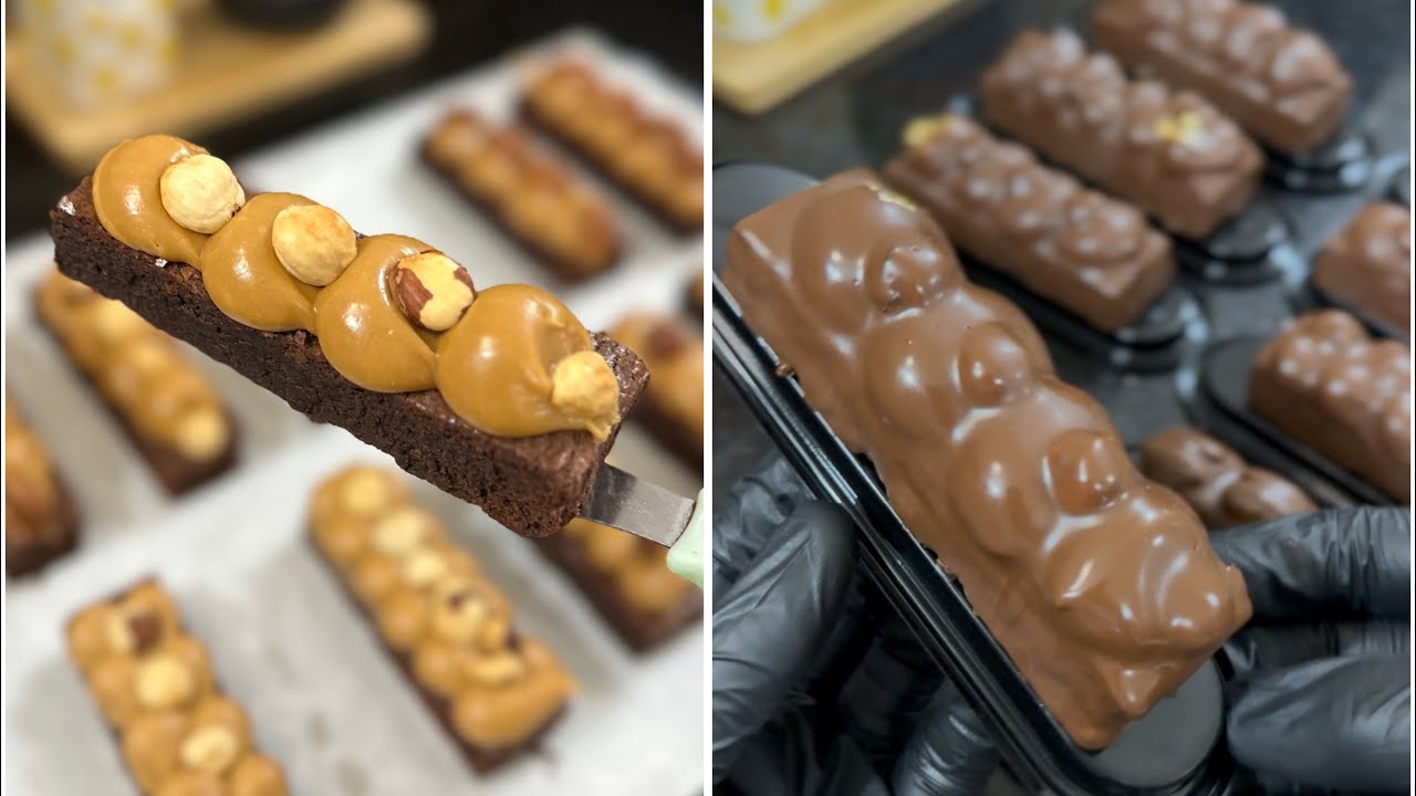 طرونش باتيسري سنيكرز وصفة المحلات الفاخرة tranche patisserie snickers 