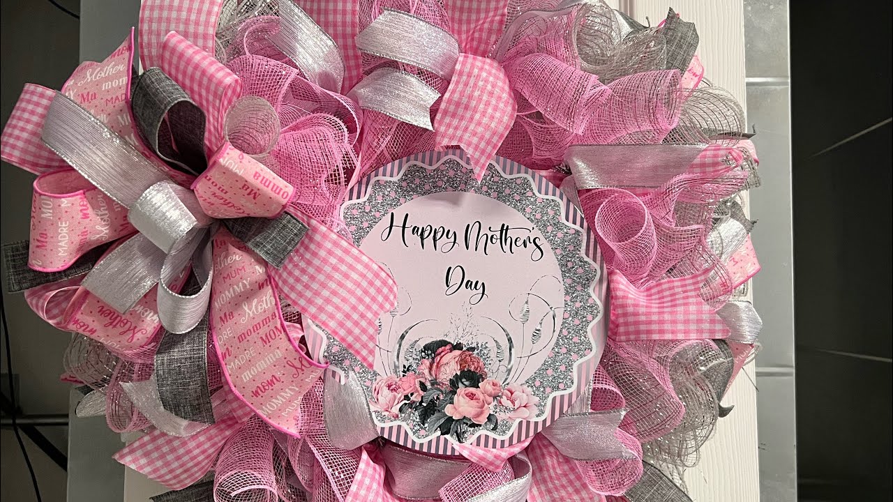 Beautiful mothers day wreath pink and silver | Hard Working Mom |How to| Wreath Kit