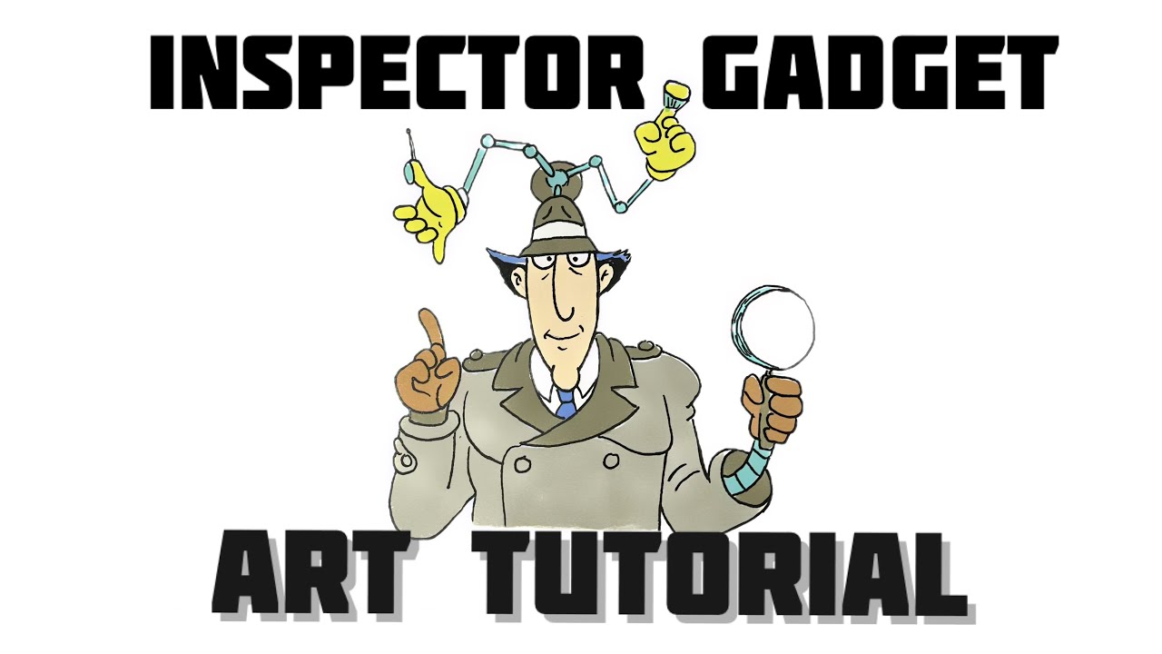 Inspector Gadget Art Tutorial: Cyborg Detective with Various Gadgets Built into his Body
