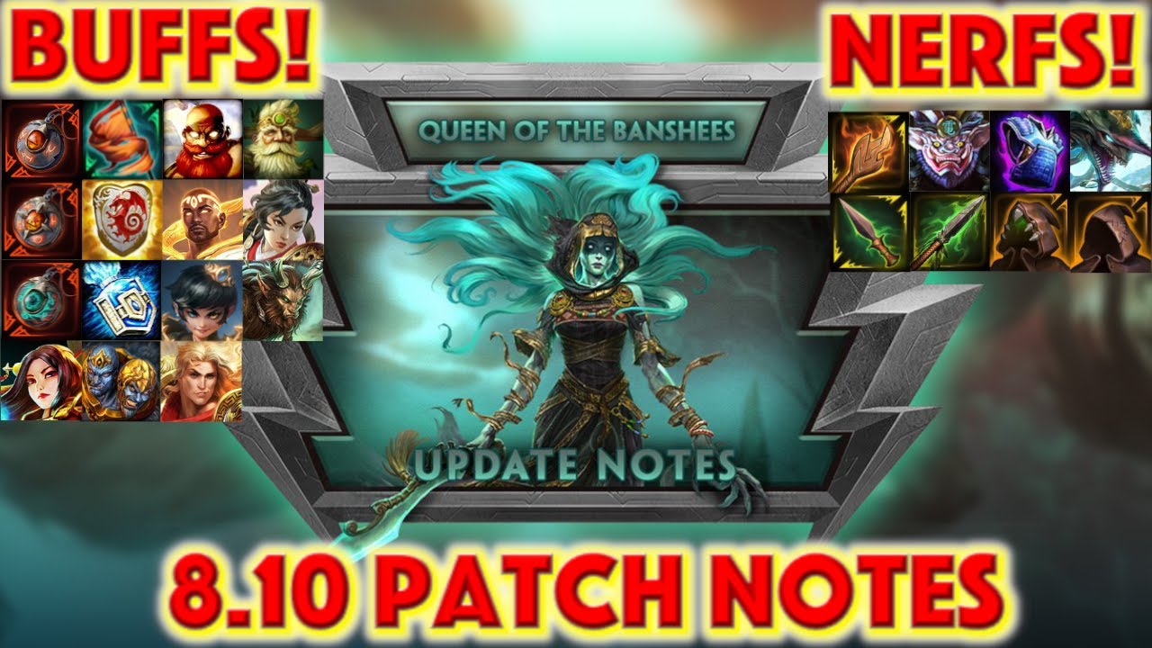 SMITE 8.10 The Queen of the Banshees PATCH NOTES  - New God Cliodhna + Map Update + Buffs + Nerfs