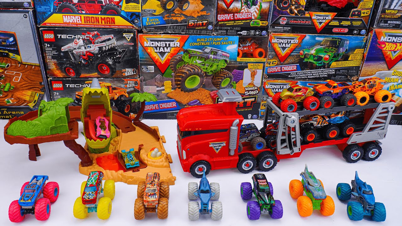 Monster Jam Collection Unboxing Review | Monster Jam Cars On the Road Dino Playground