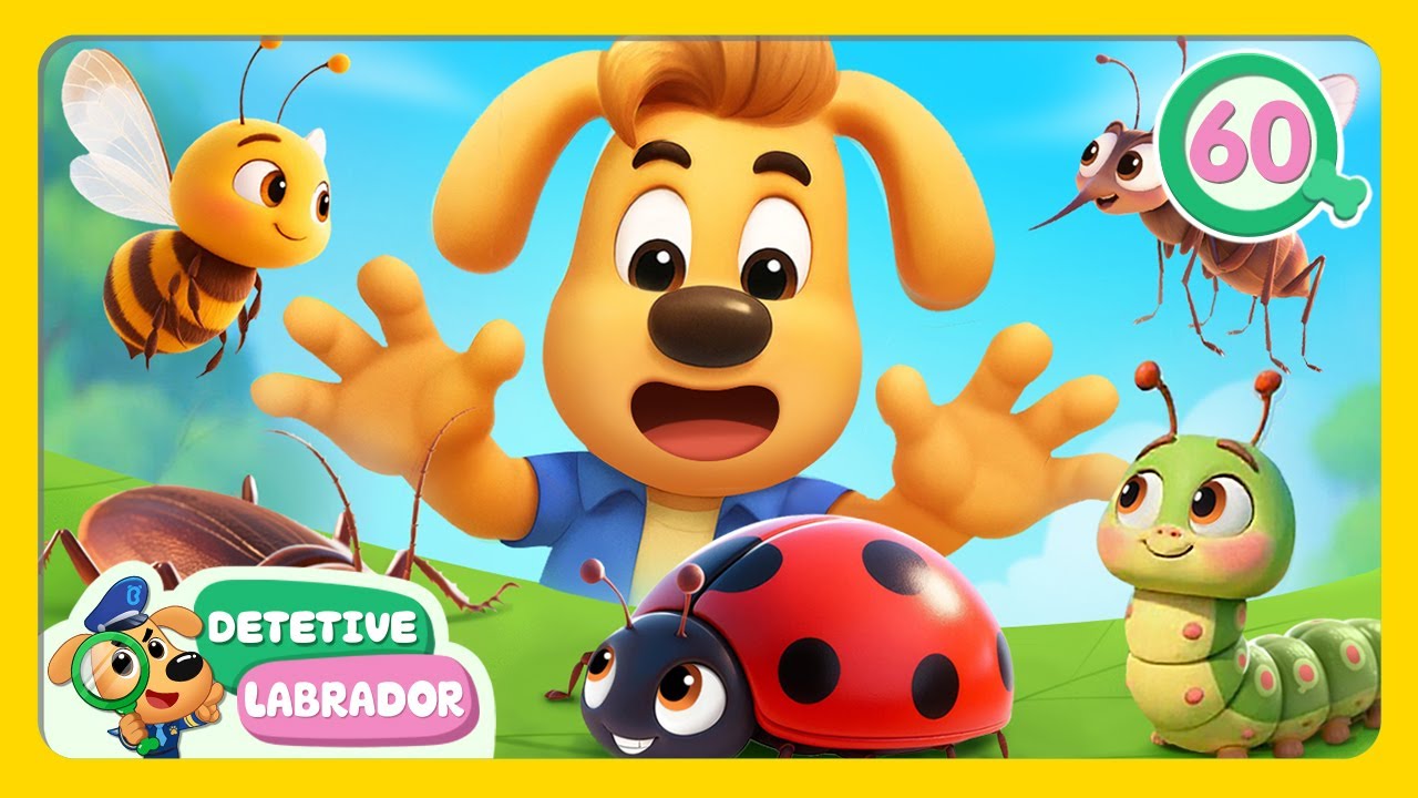 Coletando Insetos 🐞 Historinha Engraçada do Detetive Labrador 🔍 Desenhos Animados