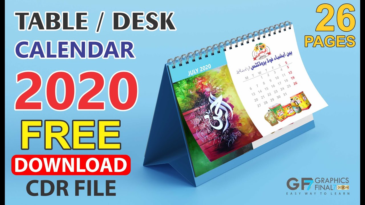 How to design Table Desk Calendar 2020 | 26 Pages | Free Download CDR file | CorelDraw 2020 Tutorial