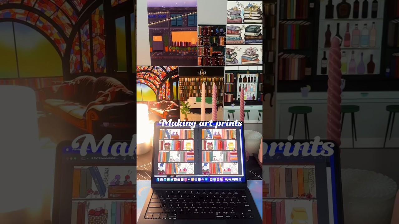 Making art prints ~ The cozy cottage bookshelf