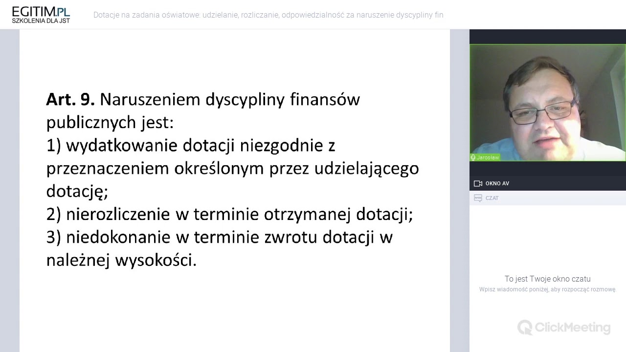 Jarosław Kotowski - Dotacje na zadania oświatowe udzielanie rozliczanie odpowiedzialność DFP