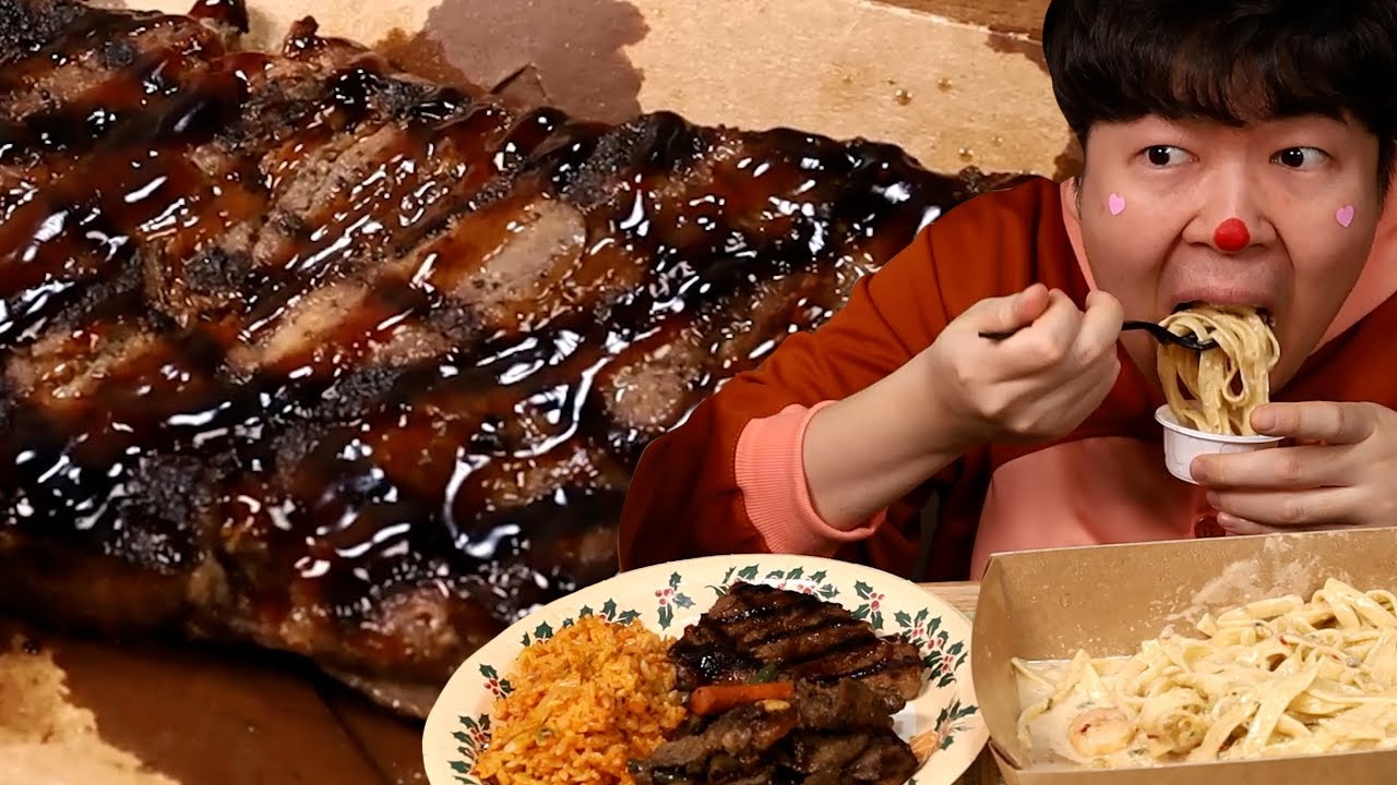 크리스마스 특집 아웃백 먹방입니다!!