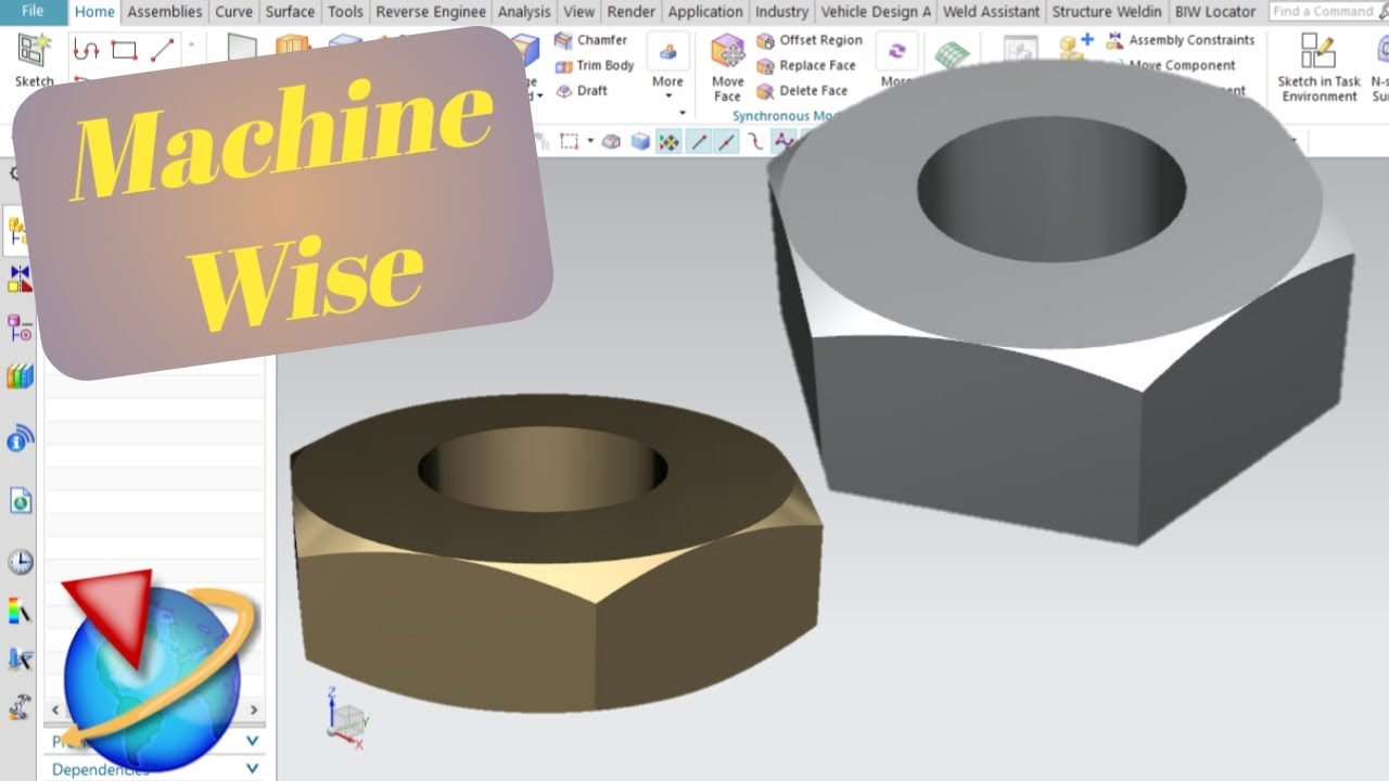 Nut and Lock nut | Machine Wise | Part Design | Siemens NX | UG NX | Assembly Designs