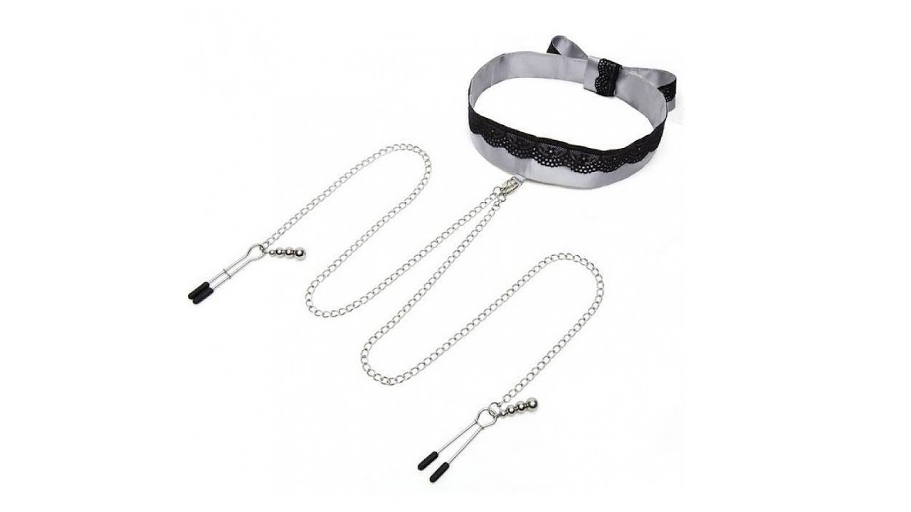 5060462638802 Ошейник с зажимами для сосков / Fifty Shades of Grey Satin Collar and Nipple Clamps