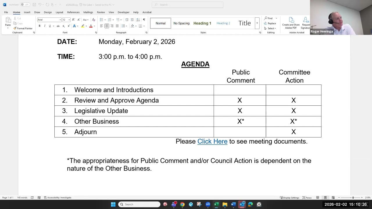 SBCC Legislative Committee Meeting - February 2, 2026