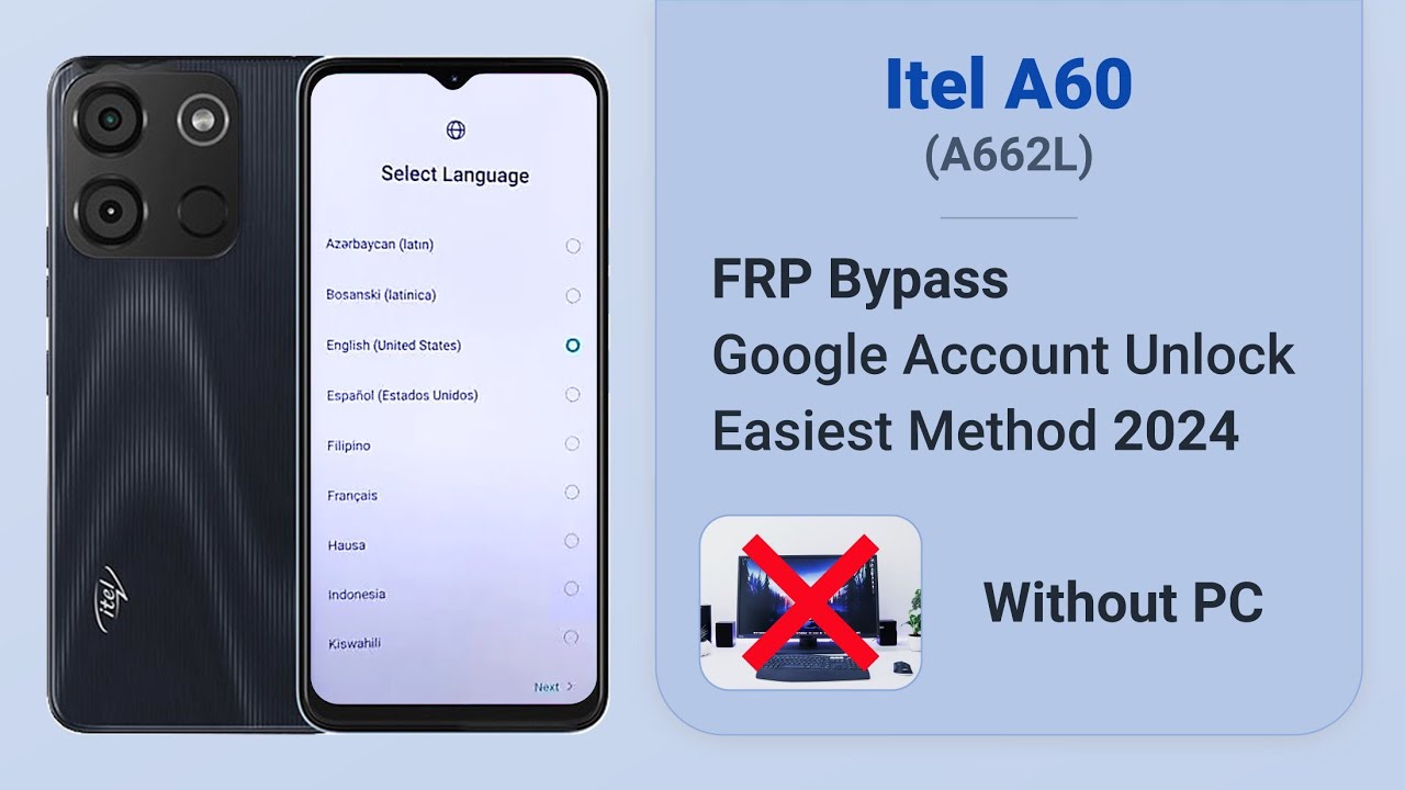 Itel A60 (A662L) FRP Bypass | Google Account Unlock for Android 12