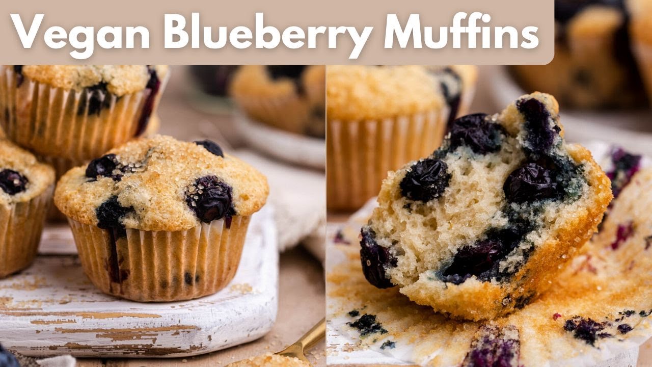 EASIEST ONE BOWL VEGAN BLUEBERRY MUFFINS (no mixer required + sparkly sugared topping)
