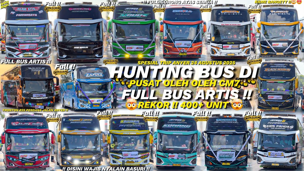 FULL BUS TELOLET BASURI💃❗️Hunting bus Spesial Trip anyer di pusat oleh-oleh CM7 cilegon 400+ Unit💃🥳 