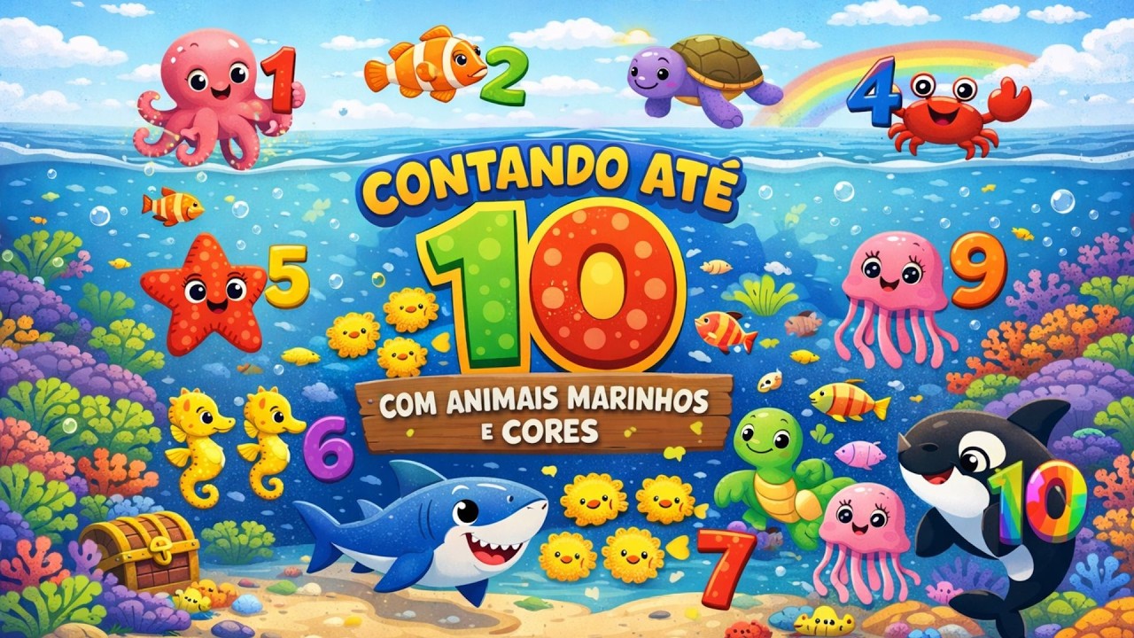 1️⃣ Contar até 10 com Animais Marinhos + Alfabeto do Mar e Cores 🐠🔢🌈 | Aprender Brincando