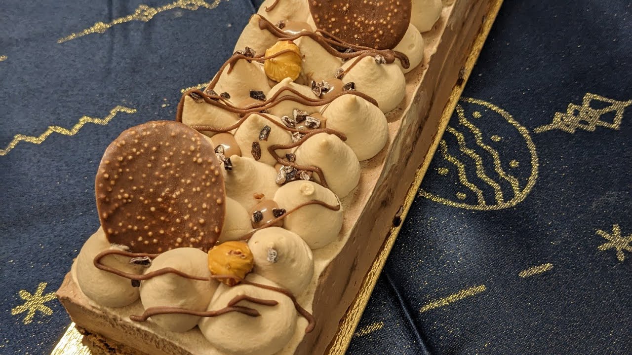 Bûche chocolat double croustillant:  Praliné & Riz Soufflé, double plaisir !😋(sans moule)