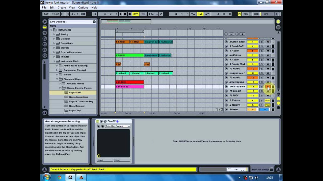 Видеоурок по созданию музыки в стиле джаз, фанк, соул и хип-хоп в Ableton Live8