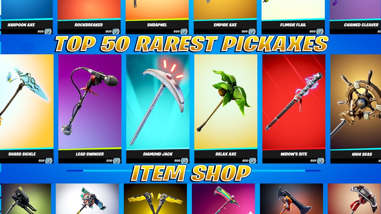 Top 50 RAREST Pickaxes in Fortnite!