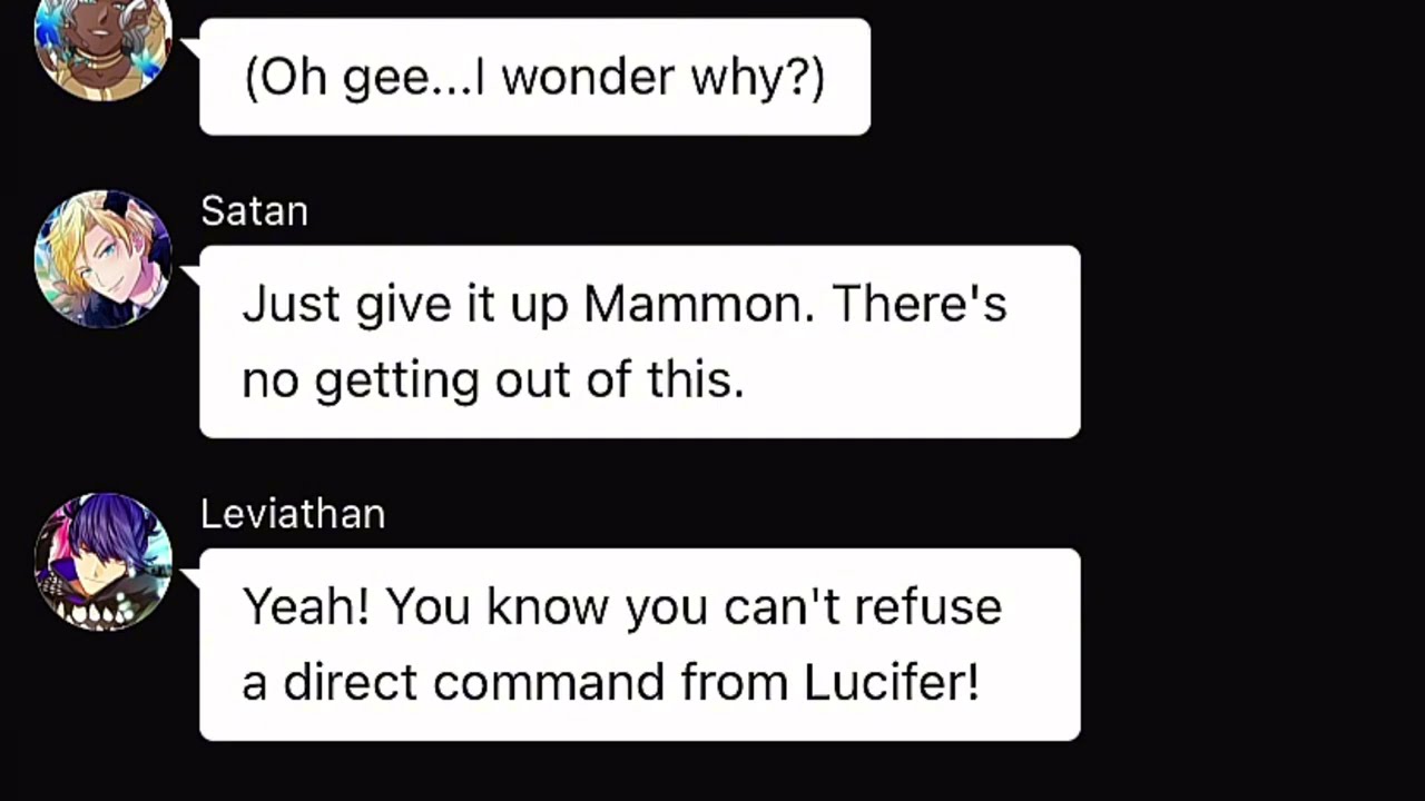 Obey me texts: MICHAEL WANTS MAMMON BACK (Jealous Lucifer) “Mammon’s Big Brother” 