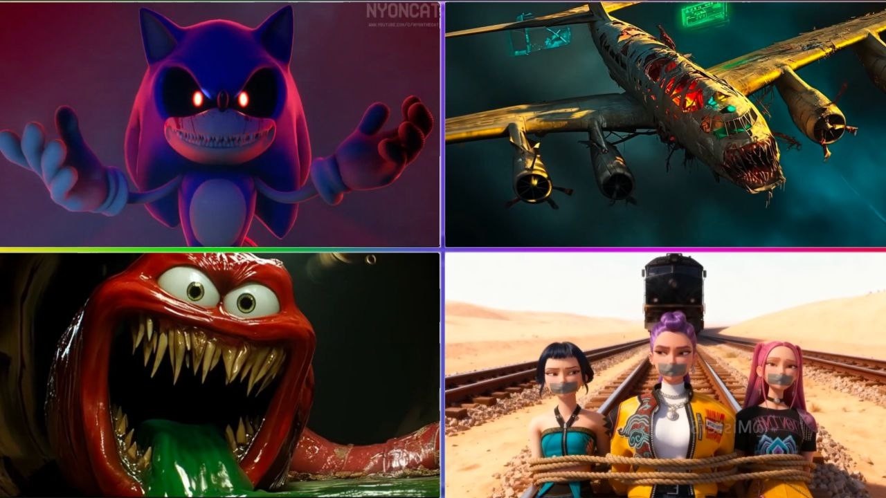 Sonic Monster VS Ifected SKY VS McQueen Monster VS Rescue Huntrix Tiles Hop EDM Rush