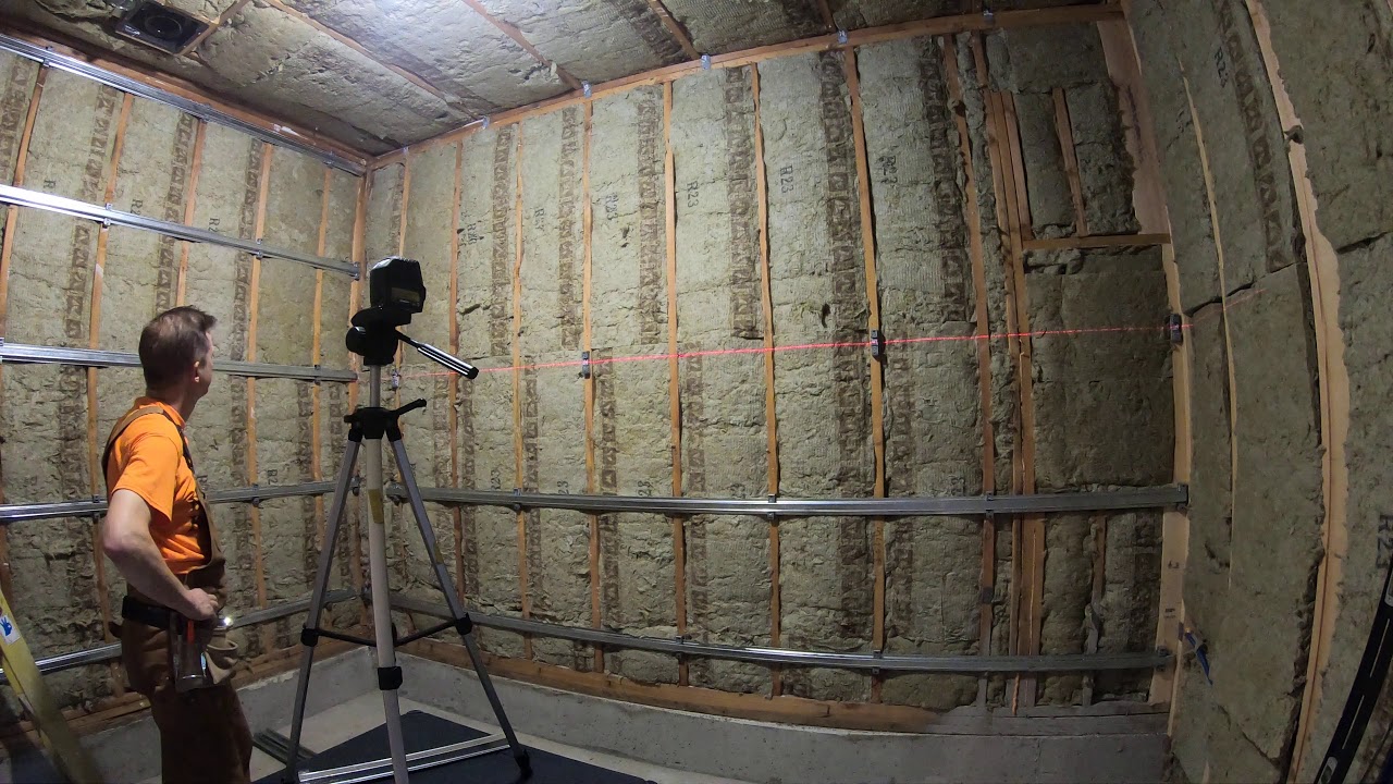 ISO clips and hat channel in the isolation room - recording studio construction