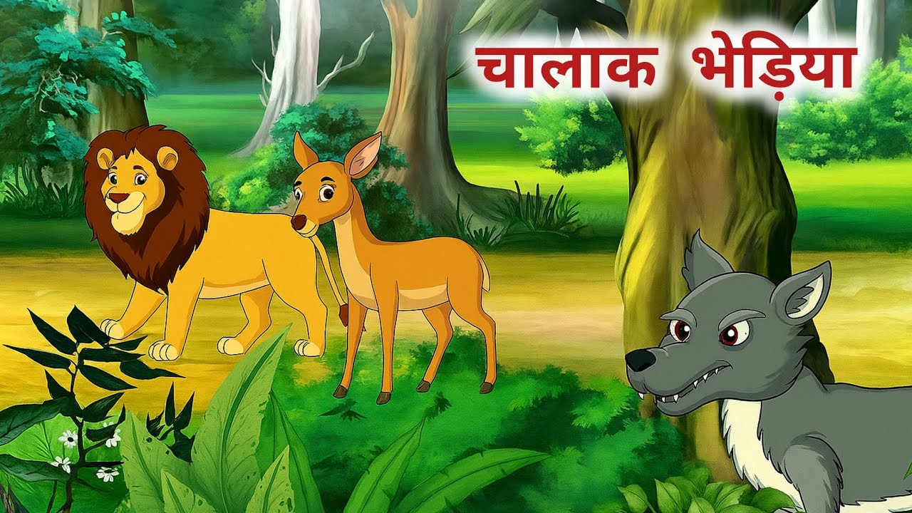 चालाक भेड़िया और बुढा सेर | Hindi Moral Story | Panchtantra Kahani | Cartoon Video 