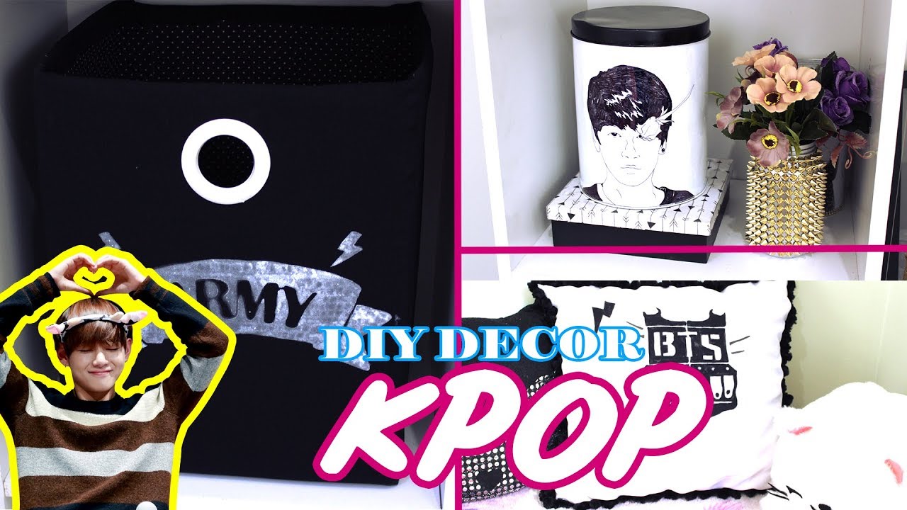 DIY BTS ARMY 🎧 KPOP do lixo ao luxo DECORA&Ccedil;&Atilde;O PARA QUARTO