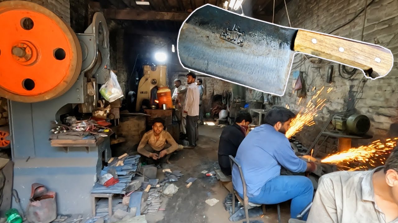 Process sharp butchers knife making in the factory | Meat cleaver chopper toka