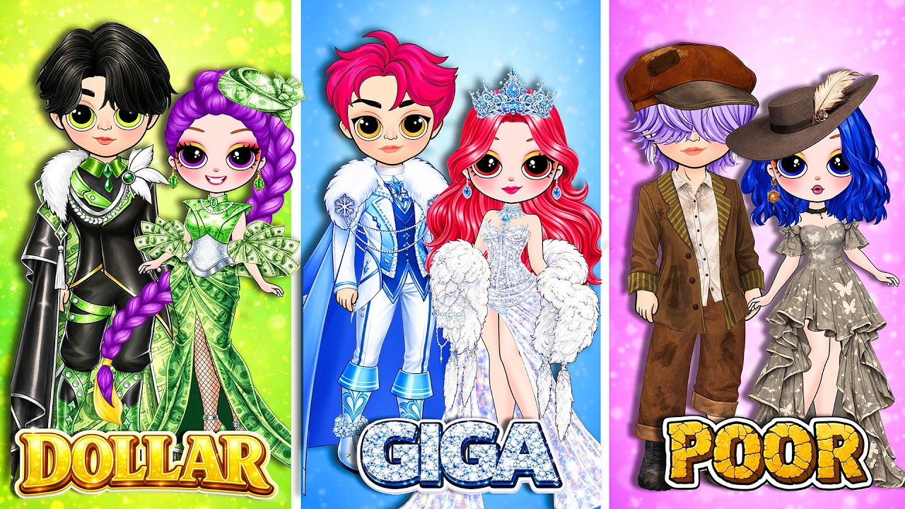Huntrix & Saja Boys : Rich Couple vs Miskin Couple vs Giga Rich Couple | DIY Paper Fashion Dolls