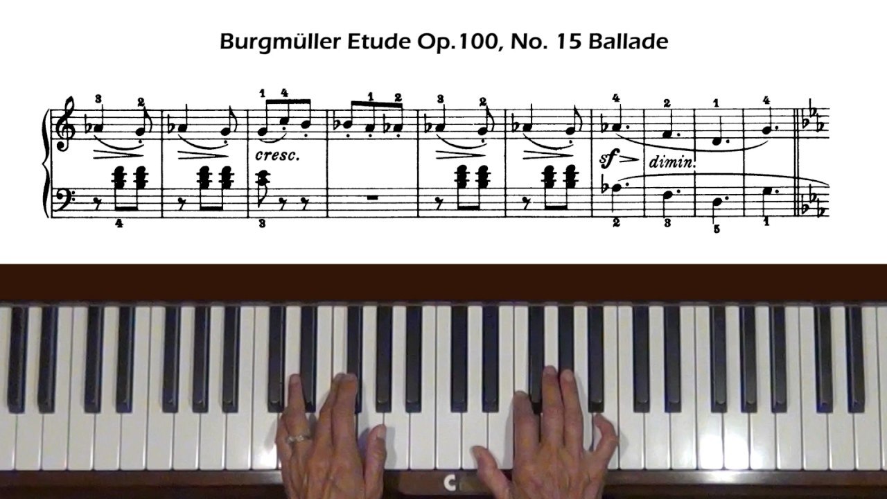 Burgmuller Etude Op. 100, No. 15 Ballade Piano Tutorial