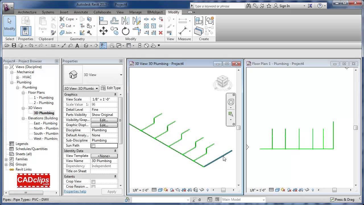 REVIT Sloping Pipe System - CADclips