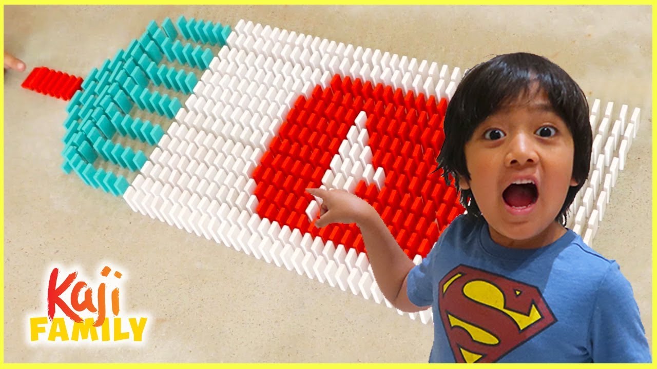 Ryan plays Domino Challenge Falling fun!!!