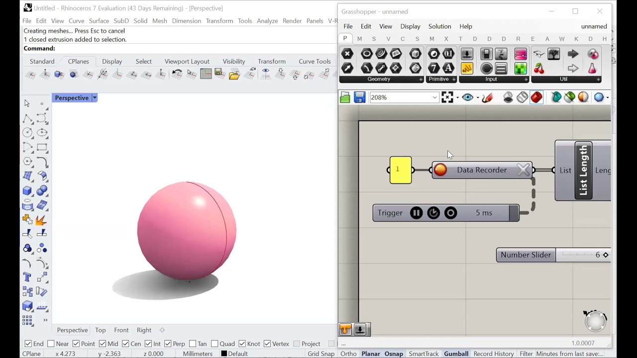 Animation in Rhino Grasshopper (the first of 2 methods)