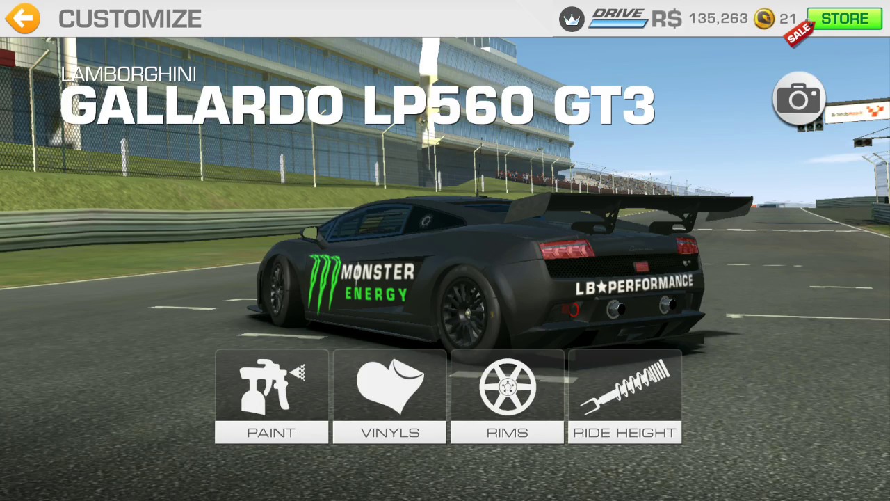 Real racing 3 tuning Lamborghini Gallardo Monster Energy