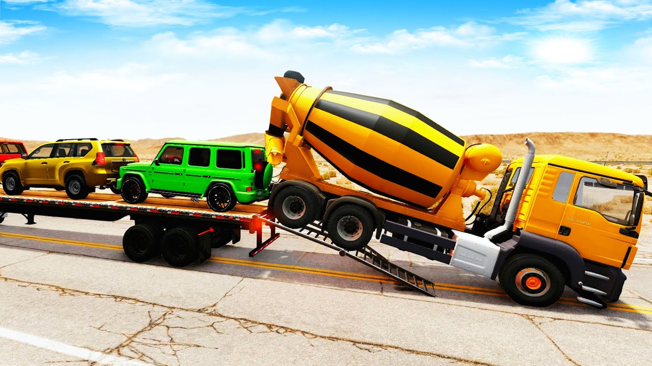 Flatbed Truck McQueen | Transportation with Truck - Pothole vs Car # | BeamNG.Drive Gameplay